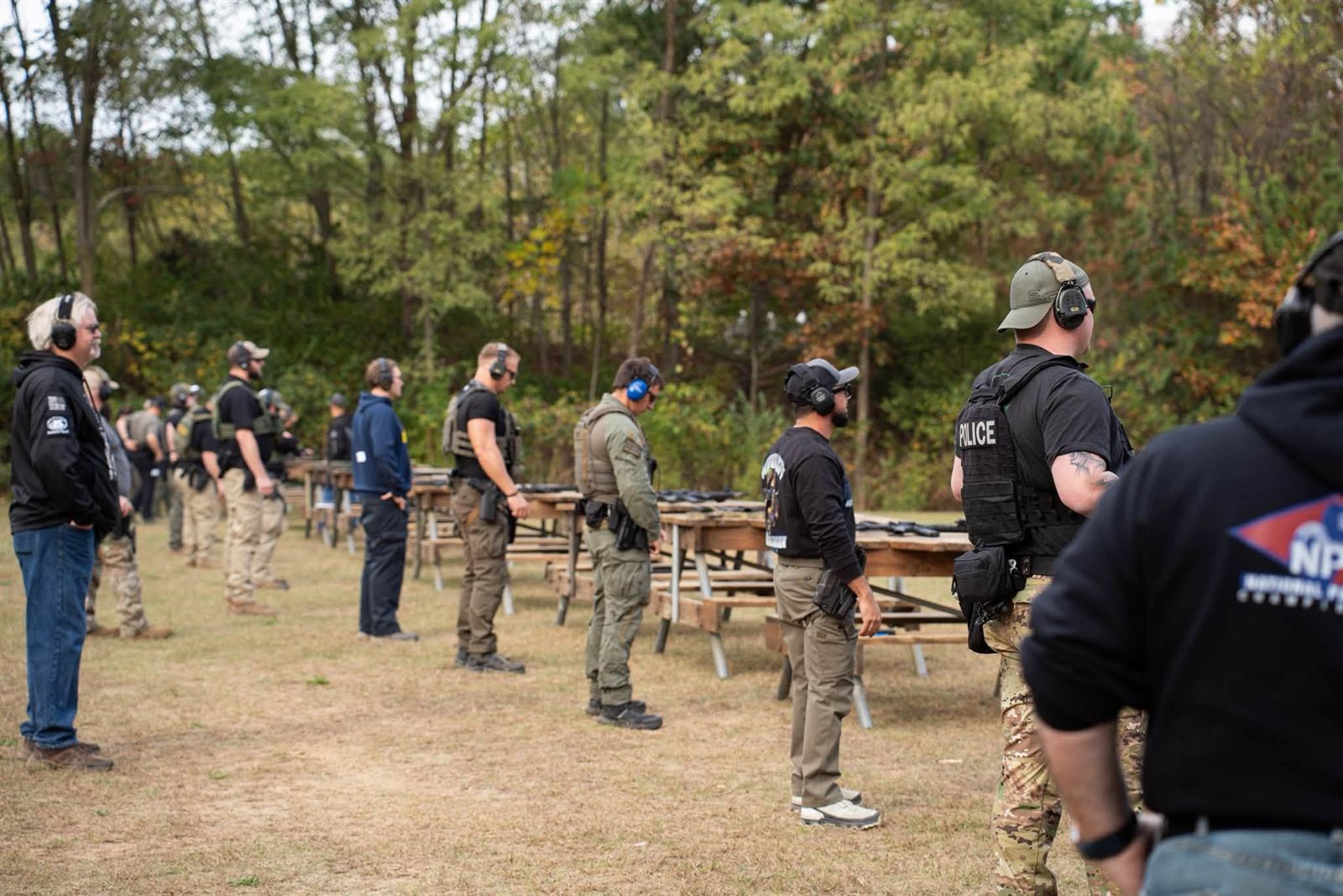 Competitors on the line at an outdoor range