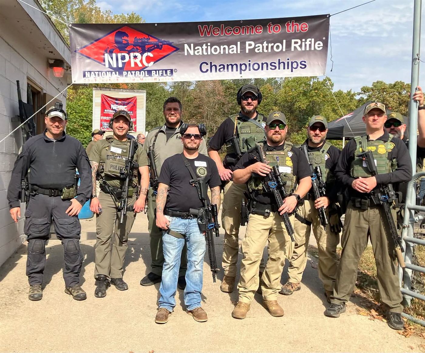 Competitors under the championships banner